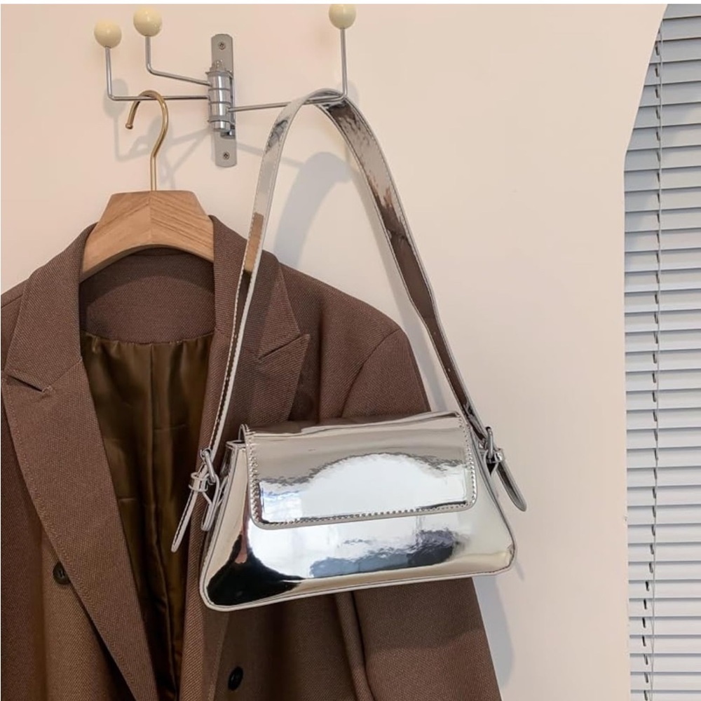 Silver Metallic Y2K shoulder bag purse